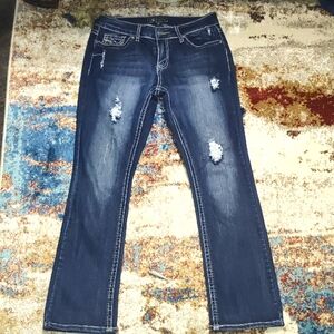 Cato Premium Boot Cut Jeans with Distressed Details
